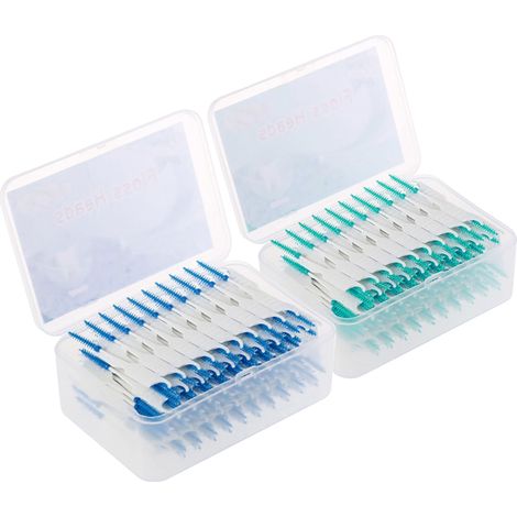 400 brossettes interdentaires jetables en silicone à double extrémité, avec picots en silicone.