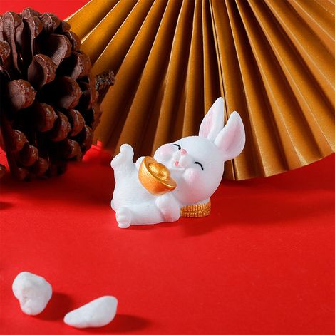 Décoratif Statuette Lapin Nouveau An - Cute Rabbit Ornament Résine Multicolor (2.5x5cm) (1/5)