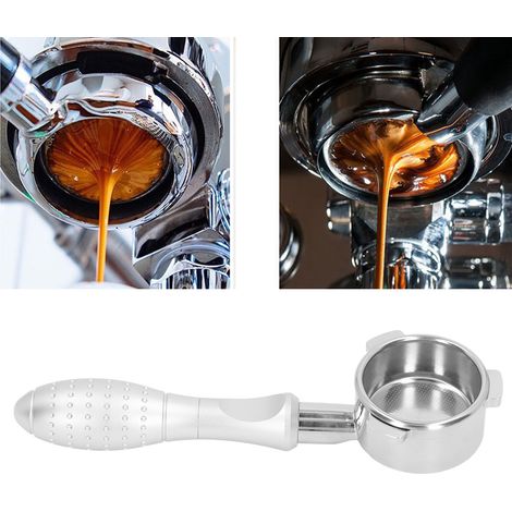 Convient aux machines à café Breville Série 8 avec porte-filtre de 54 mm, trois poignées, porte-filtre sans fond, modèle argenté. (1/5)