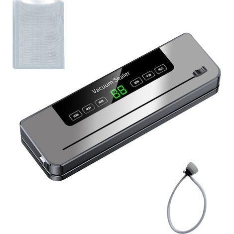 Machine sous vide professionnelle, 120 W, 65 kPa, 5 fonctions d'aspiration, gris foncé, 35,6 x 11 x 5,5 cm, lot de 20 sacs 20 x 30 cm, avec tuyau d'aspiration externe (1/5)