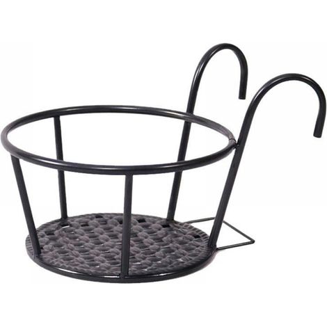 Panier Suspendu - Support En Fer Forgé Pour Balcon Et Terrasse - Compatible Avec Rampes Et Clôtures - 1 Pièce (1/5)
