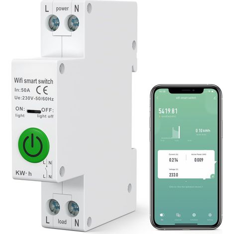 Zoternen Disjoncteur intelligent, application Tuya, statistiques d'électricité, interrupteur de fuite avec protection contre les surtensions et les sous-tensions, télécommande pour téléphone portable