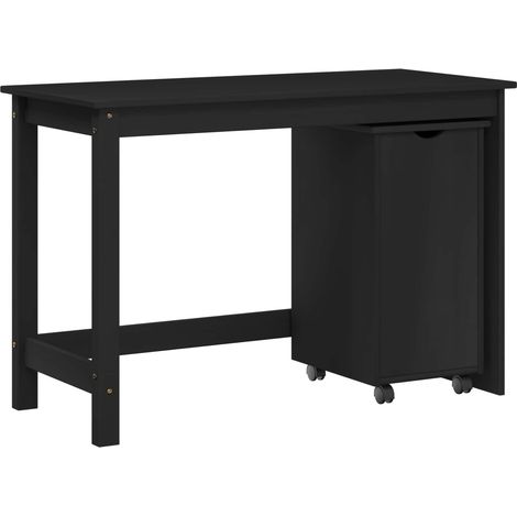 Desk Cabinet Set 2 pcs Black Solid Pine Wood vidaXL (1/5)