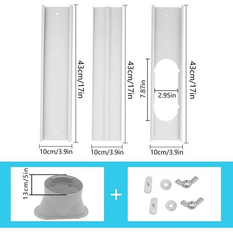 Plaque de Fenêtre pour Climatiseur Mobile – Kit de 4 Pièces, Réglable et Extensible, Largeur 10 cm, Idéal pour l'Évacuation d'Air (Modèle 13) (1/5)