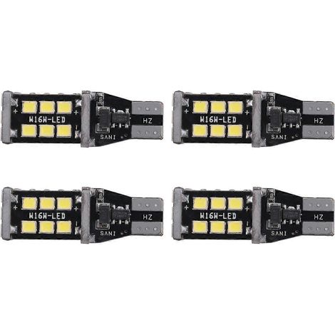 Lot de 4 ampoules LED blanches brillantes Canbus pour feux de recul de voiture 912 921 T15 W16W (1/5)