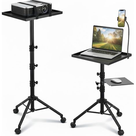 Support Videoprojecteur,4 en 1 Trepied Videoprojecteur Musical, Pied Videoprojecteur Portable au sol, au Design Exclusif avec Roues - Hauteur Réglable, 73 à 149 cm, Pivotant à 180 Degrés (1/5)