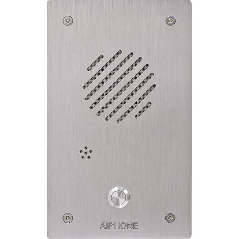 Aiphone – Platine encastrée LEDIEA – Façade inox massif 2mm – IP53 – Fixation avec boîte d'encastrement fournie – Touche d'appel une direction (1/2)