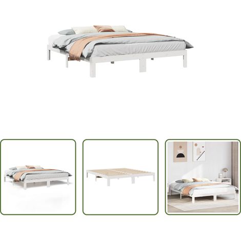 Lit cadre sans sommier - Cadre de lit sans matelas blanc 180x200 cm bois massif de pin (1/5)