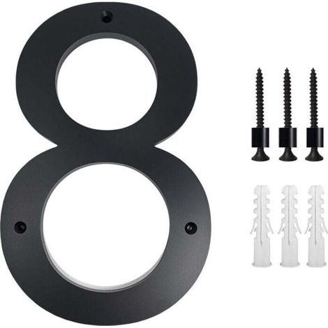 House Number Plate, 25.4 cm (8, Black), Modern Door Number Plate, Zinc Alloy, House Address Numbers MUMU (1/4)
