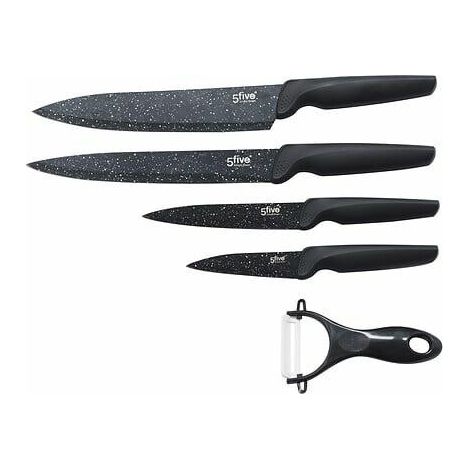 JUEGO DE 4 CUCHILLOS + PELADOR Caractere ACERO NEGRO CON RECUBRIMIENTO (1/5)