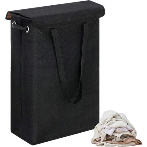 Panier à linge pliable - Organisateur de vêtements - Gain de place - Structure stable - 28,9 x 19 x 60 cm - Noir (1/5)