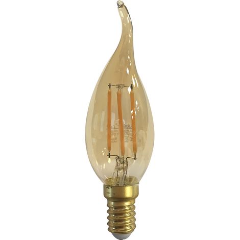 Bombilla Vela LED con Punta Torcida E14 4W 2200K Cristal Dorado