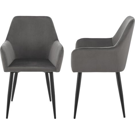 Set di 2 sedie per sala da pranzo 86 x 57 x 56 cm grigio scuro 030006728