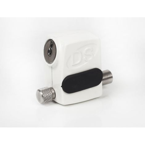 La Croisee Ds – Arrêt de vantail S'HESTIA manuel blanc RAL 9010 – Pêne inox et gâche polyamide – Butée élastomère pour baies coulissantes (1/10)