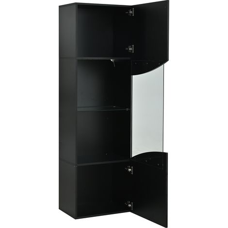 Hohe schwarze Vitrine 35 x 50 x 165 cm mit LED und Türen aus gehärtetem Glas (1/5)