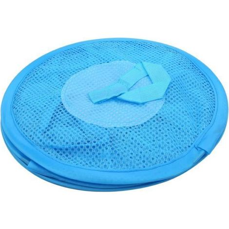 Panier de rangement suspendu en nylon, 3 compartiments, couleur bleue, pour organisation murale ou placard (1/4)