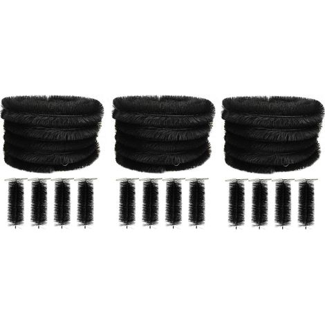 Set of 15 Black Gutter Brush Leaf Guard (4m) with Set of 12 Drain Guard Plugs (1/5)
