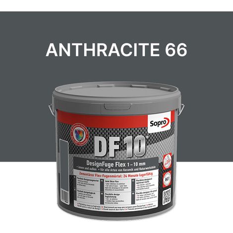 Joint souple carrelage céramique et pierre 1 à 10 mm - Anthracite 66 - Grain fin - Sopro DF 10 - 5 kg
