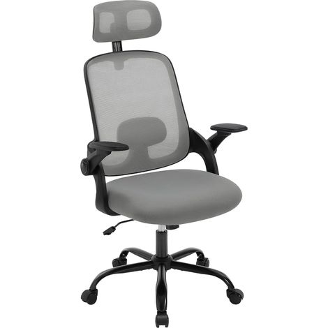 WOLTU Sedia Ufficio Bracciolo e Poggiatesta Regolabile, Poltrona Ergonomica in Rete Traspirante con Supporto Lombare, Schienale Reclinabile e Altezza Regolabile, Rotelle Girevoli a 360°, Grigio (1/5)