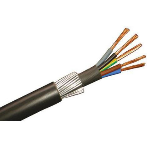 Câble blindé 5 conducteurs , gaine en Chlorure de polyvinyle PVC Noir ( Prix pour Bobine de 50 Mètres )