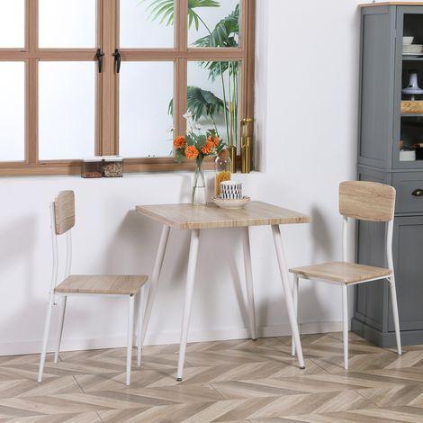 Esszimmergarnitur aus MDF in Natur, 70x70 cm, 3-teilig mit 1 Tisch und 2 Stühlen (1/5)