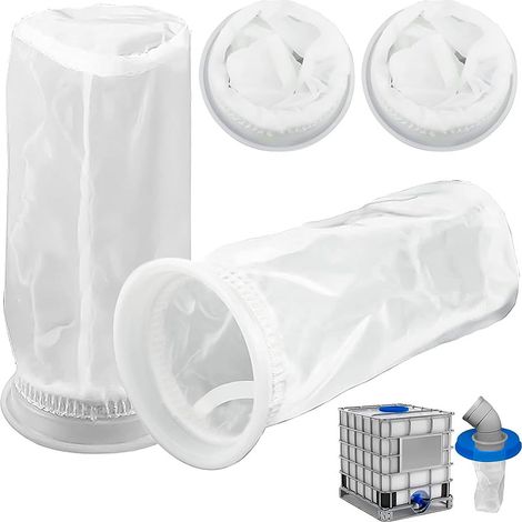 Lot de 4 filtres IBC en nylon lavable de 105 mm - Filtre à mailles pour réservoirs d'eau de pluie , 10.5 x 20 cm , réutilisable (1/4)