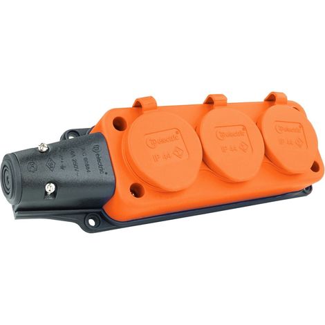 Steckdosenleiste mit 3 Steckdosen, 16 A, 230 V, ohne Kabel, orange, Schuko 9610 (1/5)
