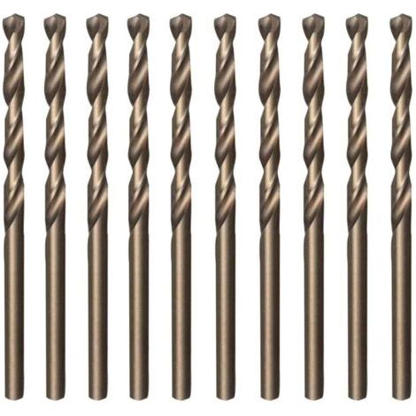 Set of 10 M35 twist drill bits in gold and cobalt HSS high-speed steel, 3.5 mm x 70 mm, for drilling stainless and hard steels, cast iron, copper, aluminum, wood and plastic