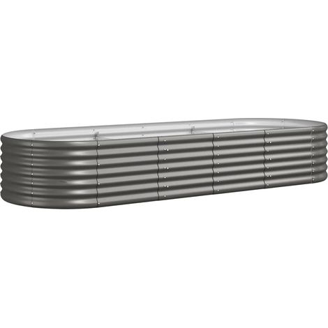 Jardinière, Pot de Fleurs d'extérieur, Acier enduit de poudre 224x80x36 cm Gris OIB2565E (1/5)