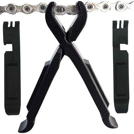 Ce kit de 4 démonte-pneus de vélo peut également servir de pince pour maillon rapide de chaîne. Fabriqué en plastique renforcé de haute qualité, il permet de réparer les chambres à air de vélo. (1/5)