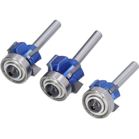 Lot de 3 fraises à arrondir bois carbone acier YG6 bleu argent 6mm queue R1 R2 R3 4 lames pour défonceuse affleureuse (1/5)