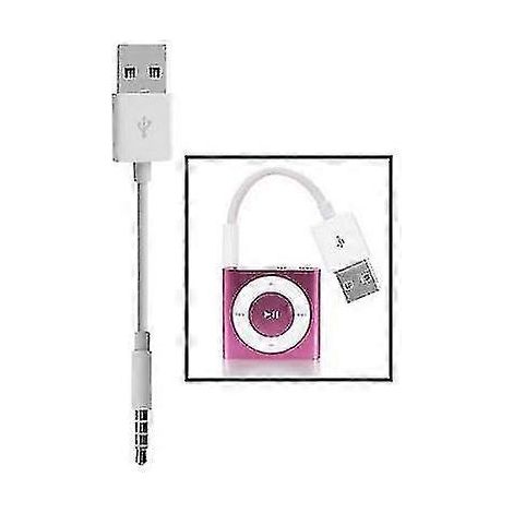 Câble USB vers prise jack 3,5 mm pour la synchronisation et la charge des données d'iPod Shuffle 1re/2e/3e/4e/5e/6e génération, longueur : 10 cm (blanc)