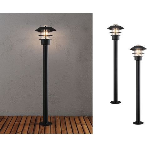 2er Set Wegeleuchten MODENA schwarz, 98cm hoch, Beleuchtung Garten / Terrasse (1/5)