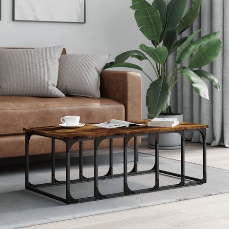 vidaXL Table basse chêne fumé 100x50x35,5 cm bois d'ingénierie