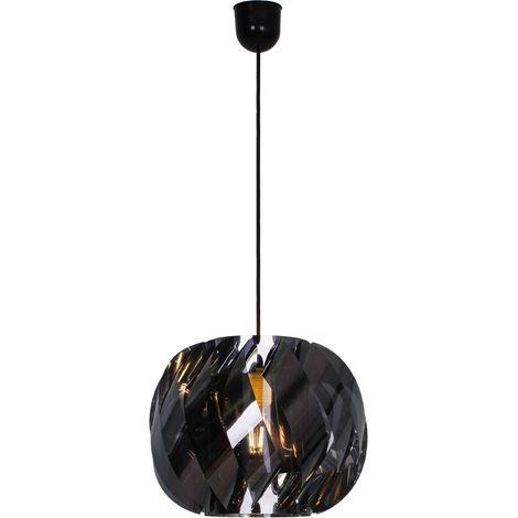 Suspension d'intérieur réglable 120cm en PVC noir – Largeur 30cm – Compatible LED E27 – Puissance max 28W – Sampa (1/4)