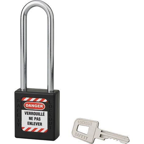 Cadenas de consignation LOTO Lockout Tagout 40 mm anse acier Ø 6 x 76 mm noir
