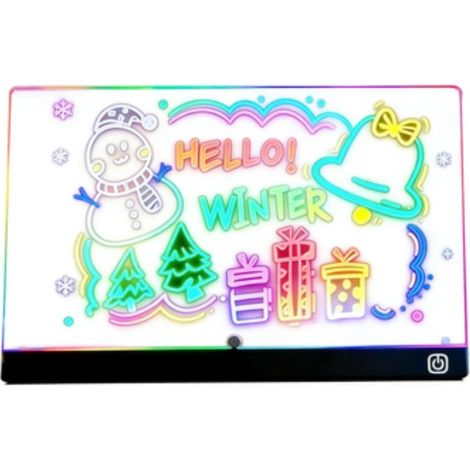 Tableau à dessin LED, 30 x 20 cm, tableau lumineux pour enfants avec 7 couleurs et interrupteur marche/arrêt, tableau d'affichage en acrylique avec LED pour enfants (1/5)