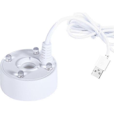 Atomiseur, interface USB, mini-pulvérisateur LED 4 couleurs, atomiseur d'eau pour fontaine d'intérieur, jardin ou bassin, blanc (1/5)