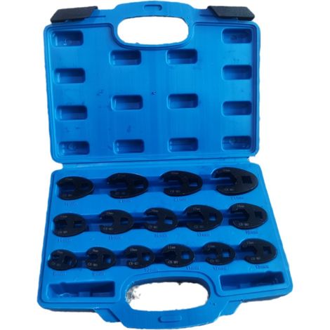 15-teiliger Hahnenfußschlüsselsatz 1/2 3/8", metrischer Maulschlüsselsatz, Rohrsteckschlüsselsatz, Bördelmutternschlüssel, 8-24 mm