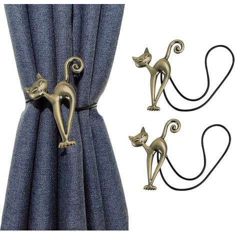 Creative Cat Magnetic Curtain Tiebacks Transparent Curtain Tiebacks Set of 2 Curtain Holders Curtain Retainer Buckles Curtain Binder Curtain Retractor for Home Office Hotel Decoration Retro Bronze SOE (1/3)