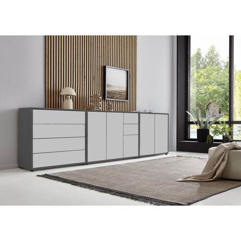 BMG Möbel Sideboard »Mailand Set 7«, grifflos, Korpus in Anthrazit und Fronten in Weiß (1/5)