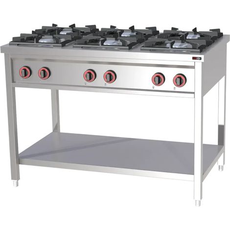 Fourneau à gaz 6x brûleur avec soubassement REDFOX - SPF 120 G - REDFOX