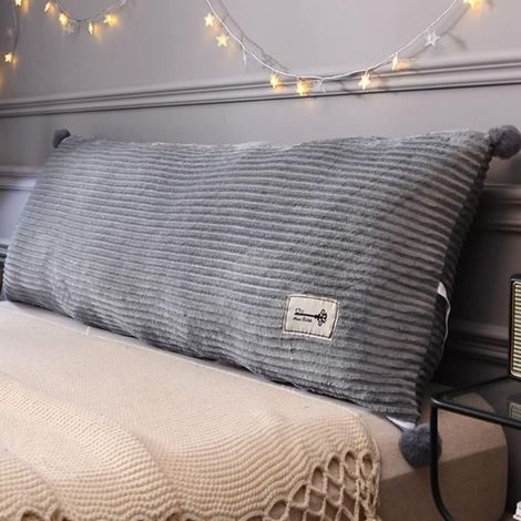 Coussin de Dossier Antidérapant pour Lit, Canapé ou Sofa avec Attaches - Coussin de Lecture Déhoussable- Gris 8045 cm (1/5)
