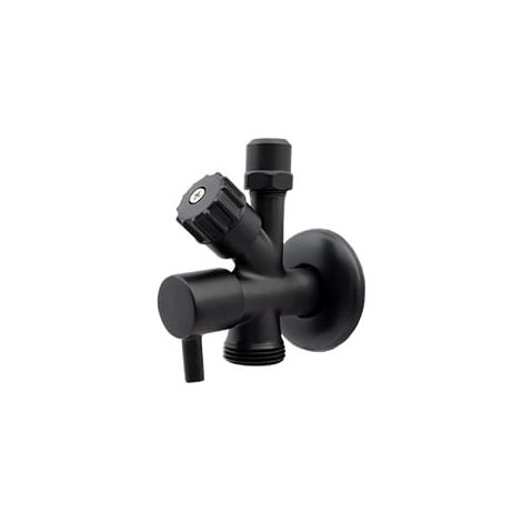 IDMAR 1/2" x 3/8" x 3/4" Y-förmiges Kombinations-Kugelventil, Mattschwarz, ARGO - Blisterverpackung