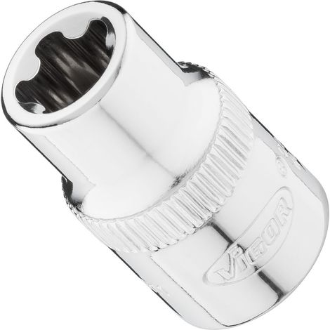 VIGOR Steckschlüsseleinsatz, 3/8 (10 mm) Vierkant hohl, Außenprofil mit 5 abgerundeten Flanken (TORX-ähnlich), SW E11+ (1/2)