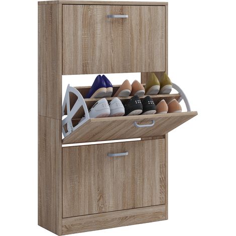 Sipos L Schuhschrank 3 Schubladen Sonoma-Eiche dekor.