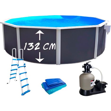 Kit piscine hors-sol acier Toi ANTHRACITE PRESTIGIO ronde Ø460x132cm liner 0.60mm (1/5)