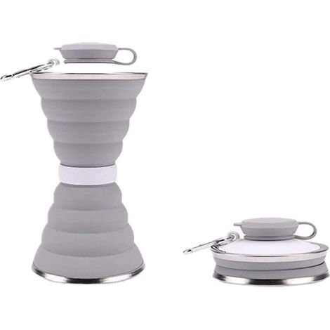 Bouilloire pliable - Bouilloire de voyage en silicone portable, réutilisable et étanche pour le sport, l'extérieur, la salle de sport, les voyages Gris (1/5)