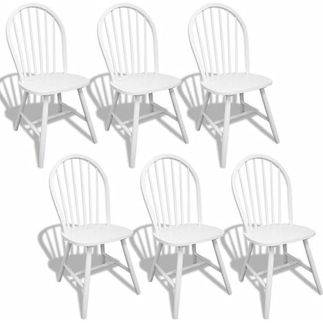 Set di 6 sedie da cucina per sala da pranzo dal design classico in legno massello di gomma bianco CDS022152