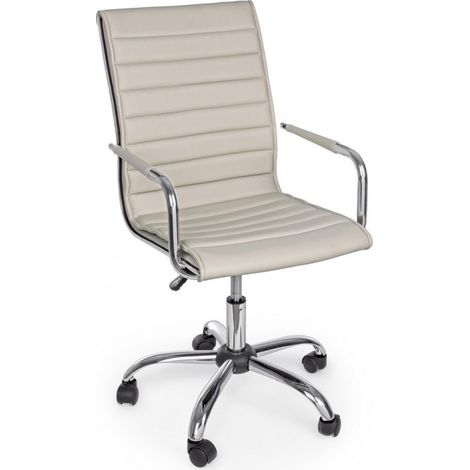 Fauteuil de bureau gris tourterelle avec accoudoirs en éco-cuir (1/5)